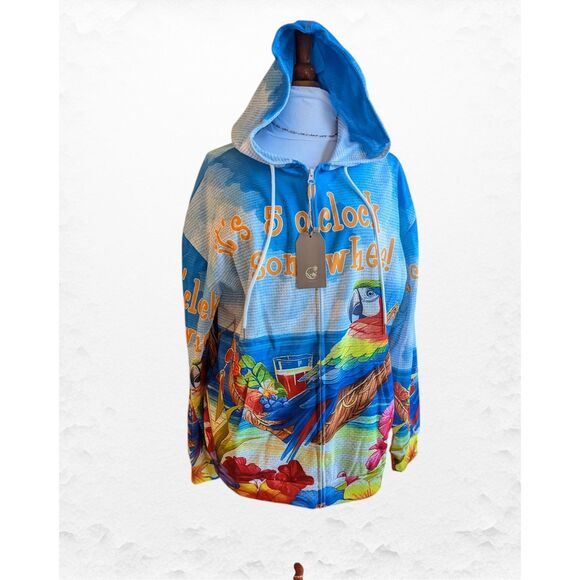 NWT  Hardaddy Five O’clock Somewhere Parrothead style hoodie Sz M - Picture 1 of 9